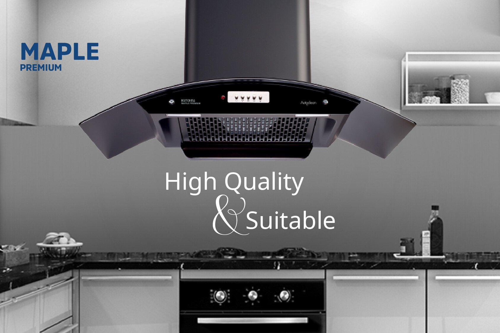 Kutchina Maple 75 Premium 3 Kutchina Maple 75 Premium auto clean chimney kitchen view