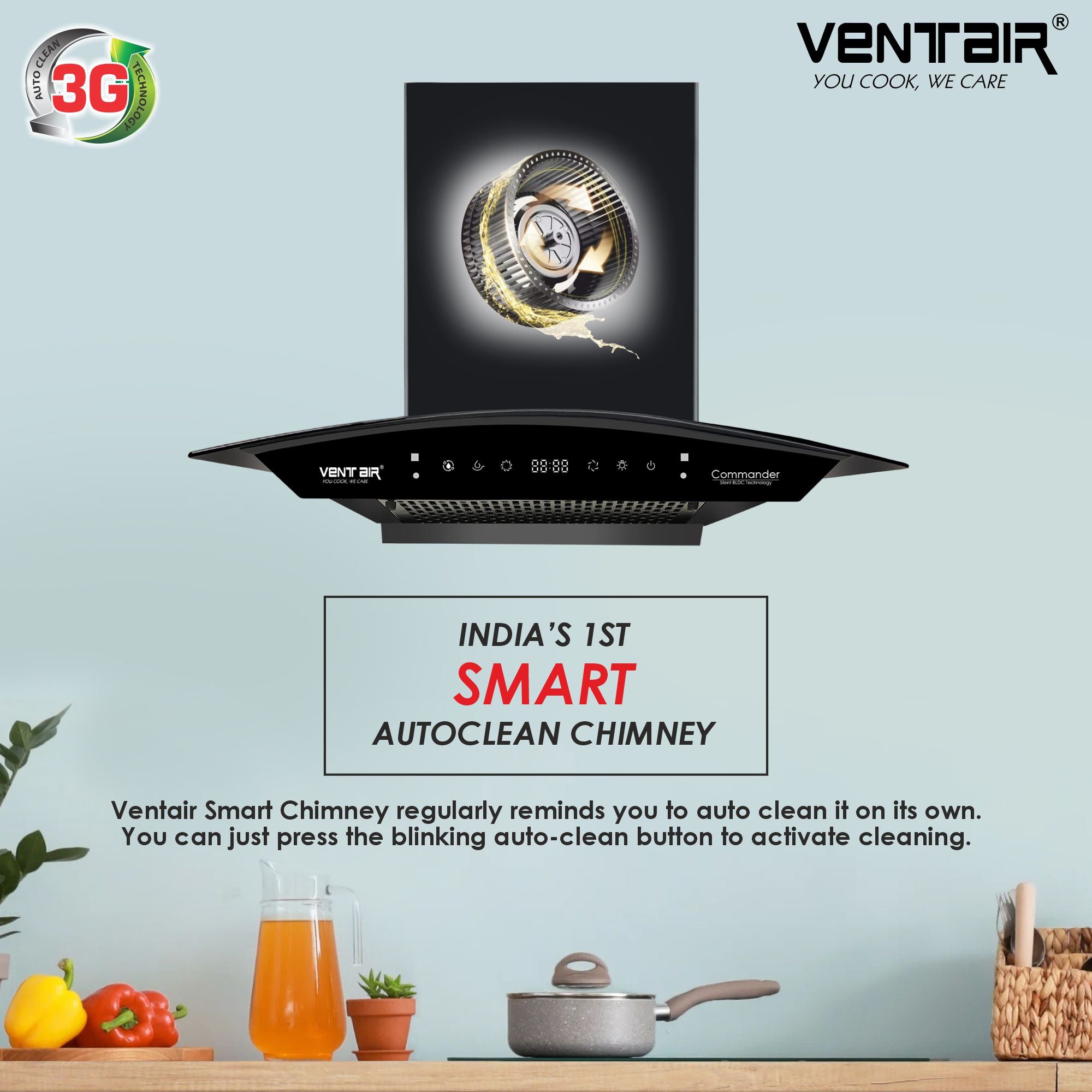 Ventair Commander BLDC 75 Super Silent Autoclean Chimney | 75cm, 1550 m³/hr, 9 Speed BLDC | Life Link Appliances 2 Ventair Commander BLDC 75 Super Silent Autoclean Chimney