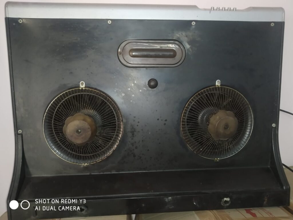 Greasy kitchen chimney blower before deep cleaning service in Kolkata